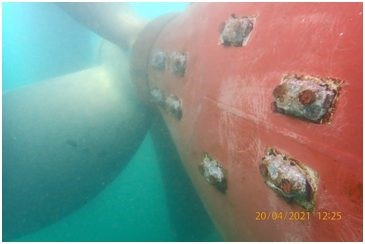 Sacrificial galvanic anodes on hull